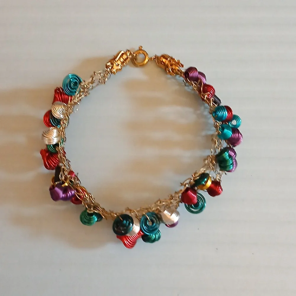 Women's Artisan Colorful Wire Wrapped Statement Bracelet